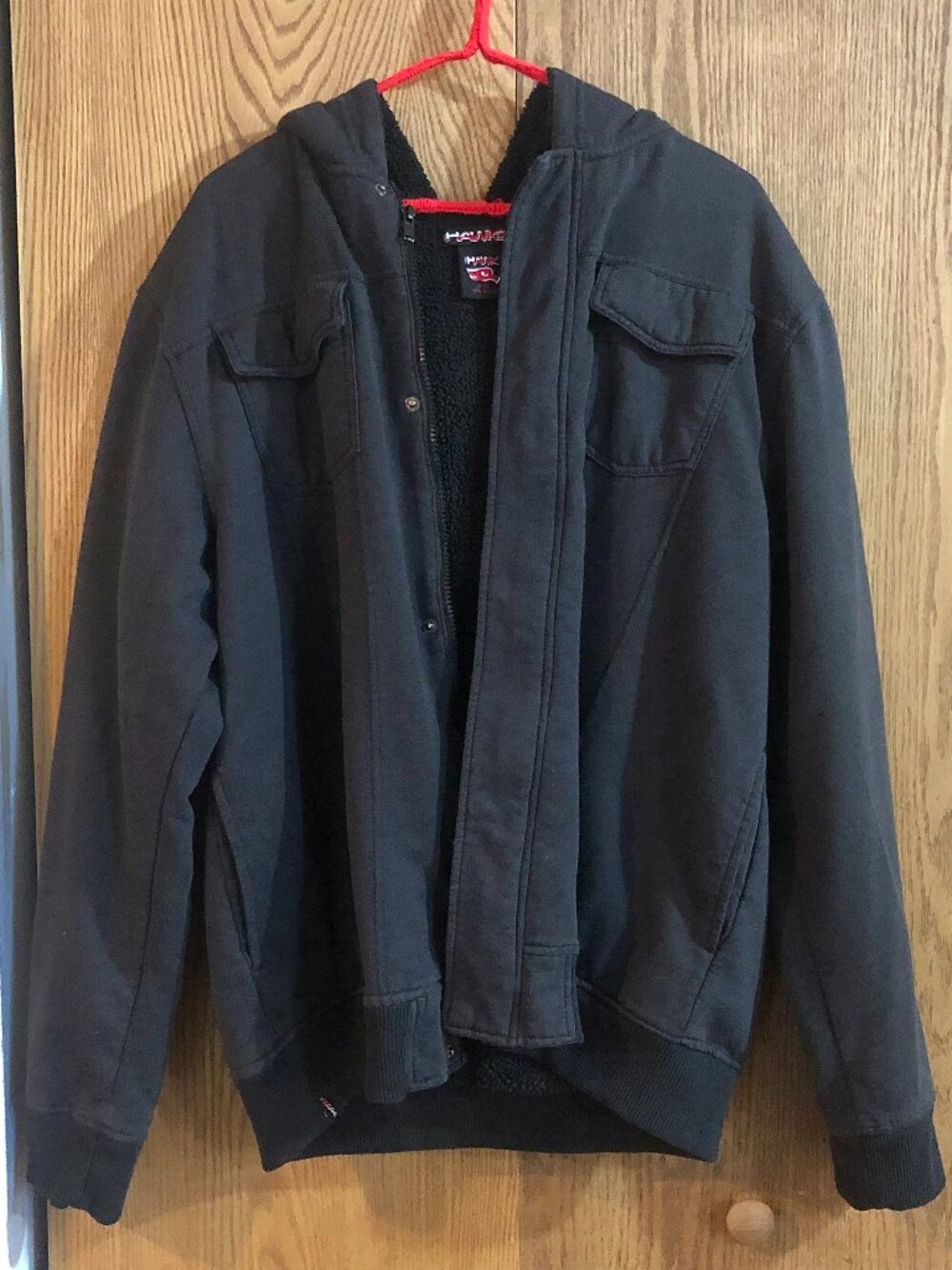 Tony Hawk Mens XXL Black Sherpa Hooded Winter Fall Shacket Work Jacket